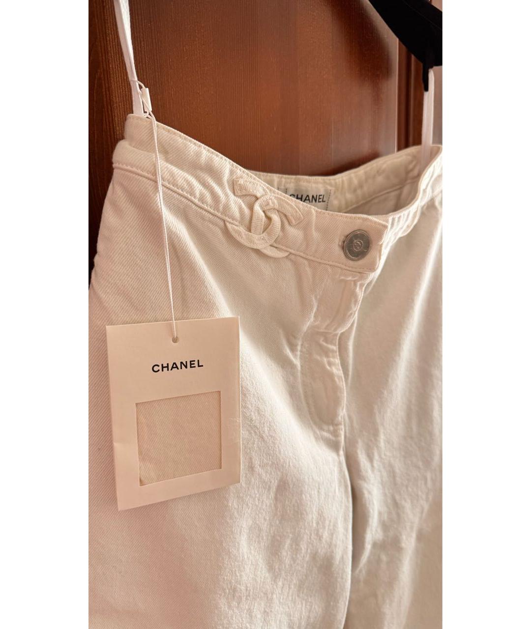 CHANEL Белые хлопковые прямые джинсы, фото 4