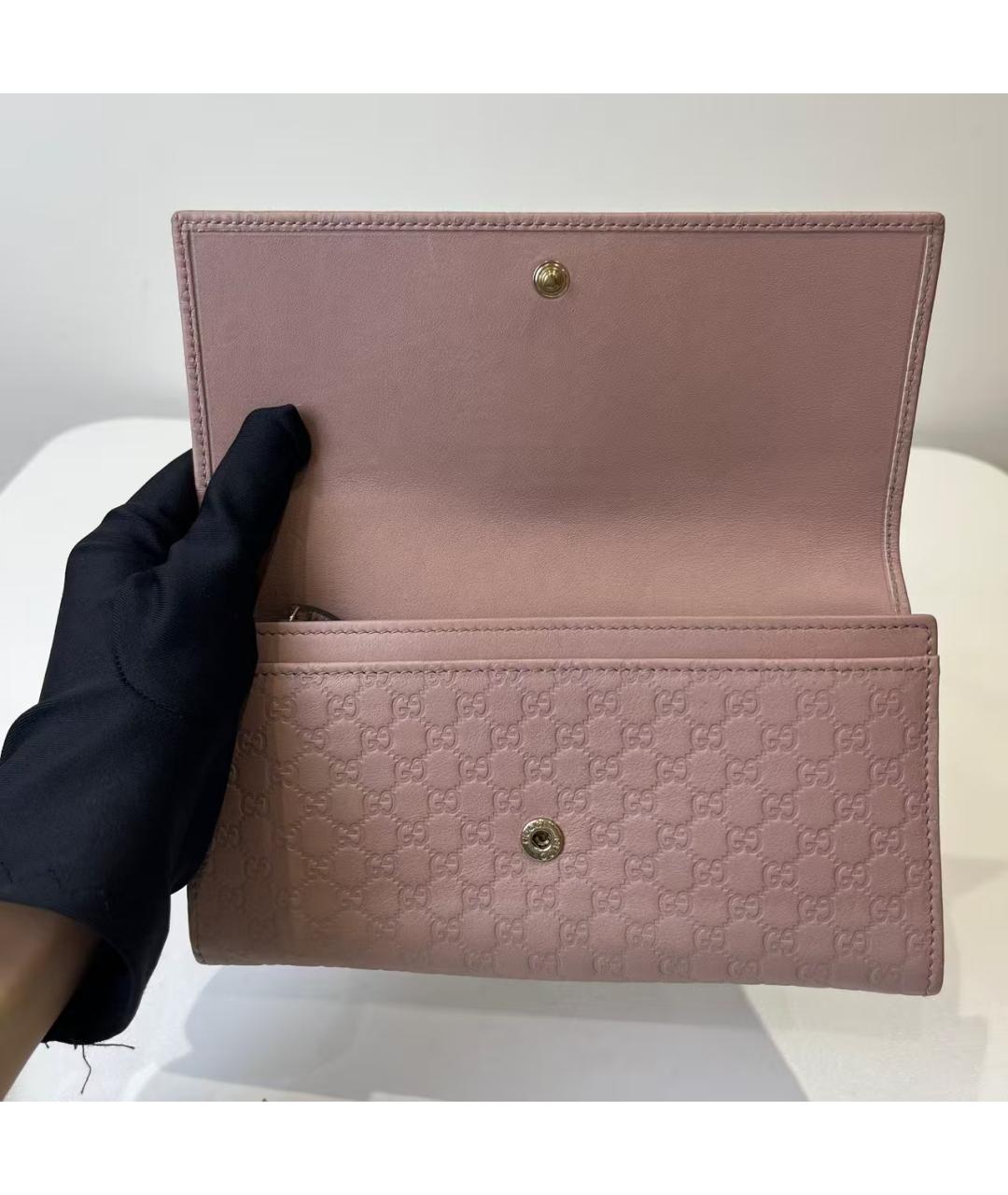 GUCCI Розовый кожаный кошелек, фото 6