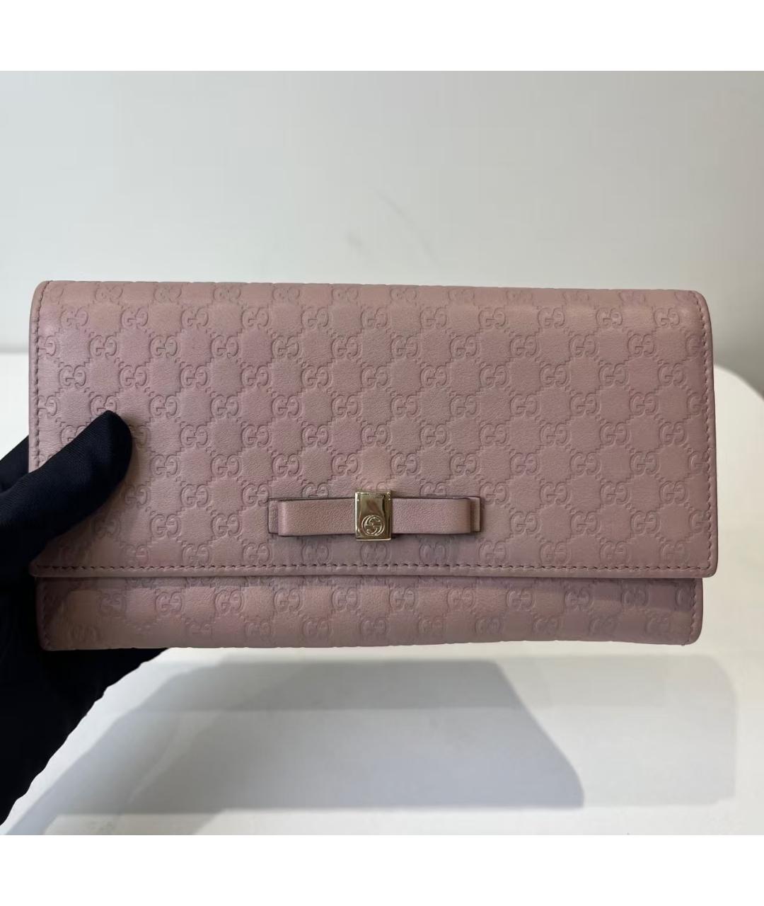 GUCCI Розовый кожаный кошелек, фото 2