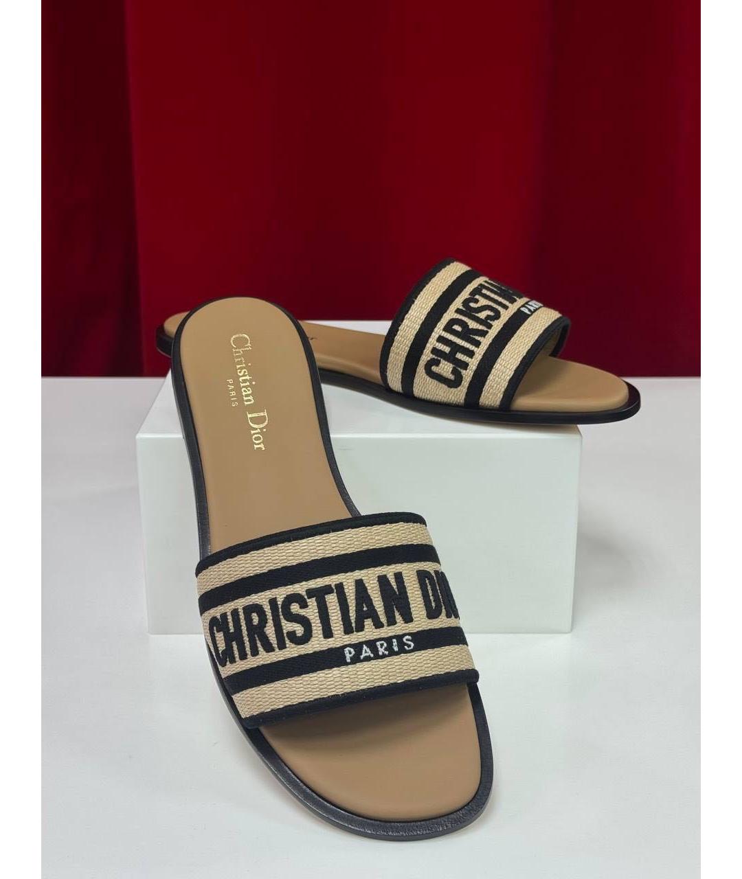 CHRISTIAN DIOR Бежевые шлепанцы, фото 4