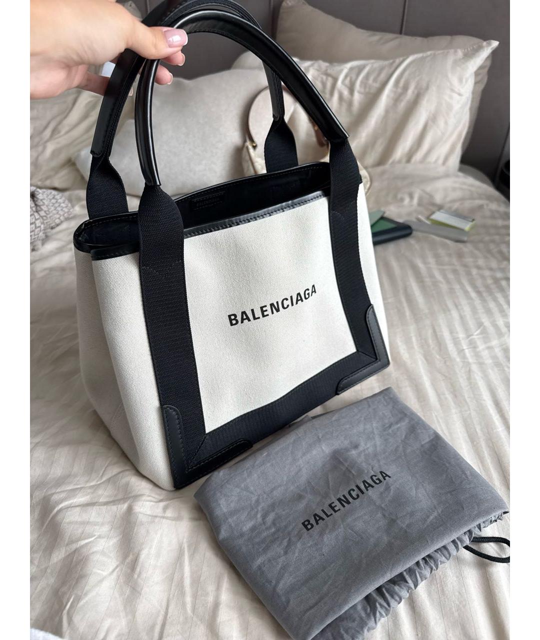 BALENCIAGA Белая тканевая сумка тоут, фото 3