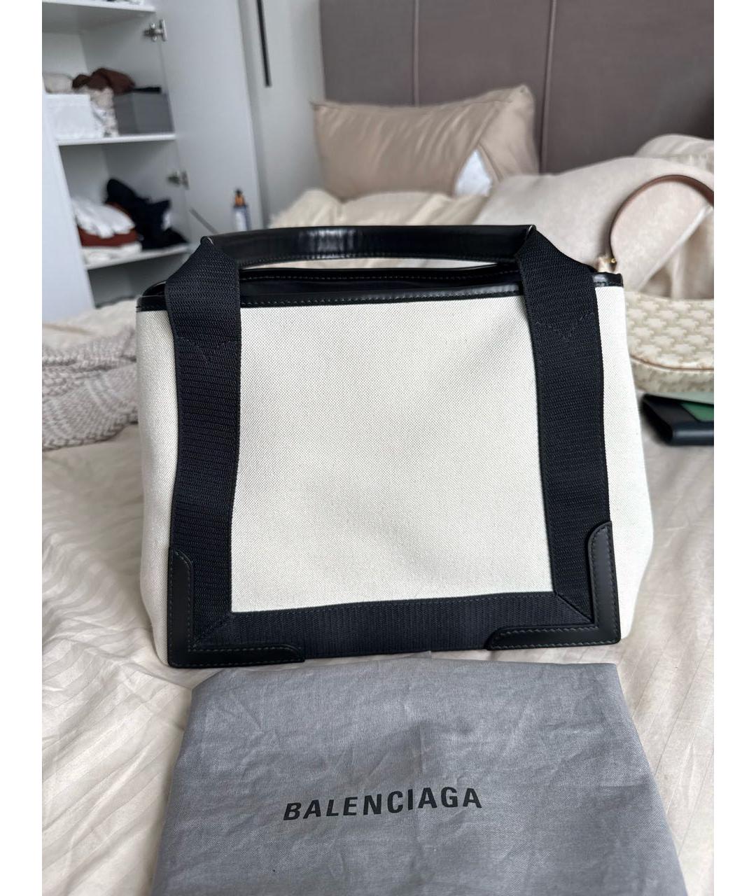 BALENCIAGA Белая тканевая сумка тоут, фото 4