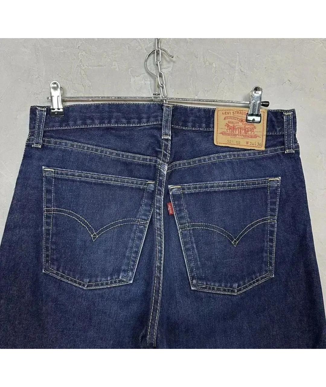LEVI'S Темно-синие хлопковые прямые джинсы, фото 3