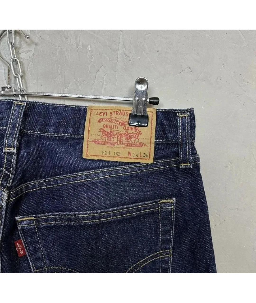 LEVI'S Темно-синие хлопковые прямые джинсы, фото 4