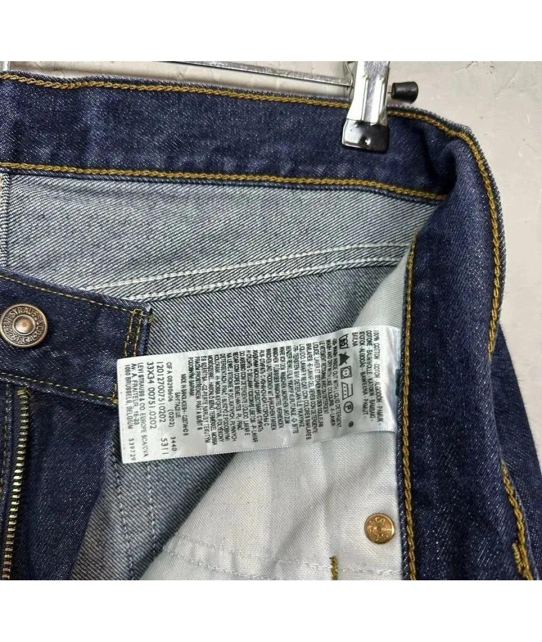 LEVI'S Темно-синие хлопковые прямые джинсы, фото 7