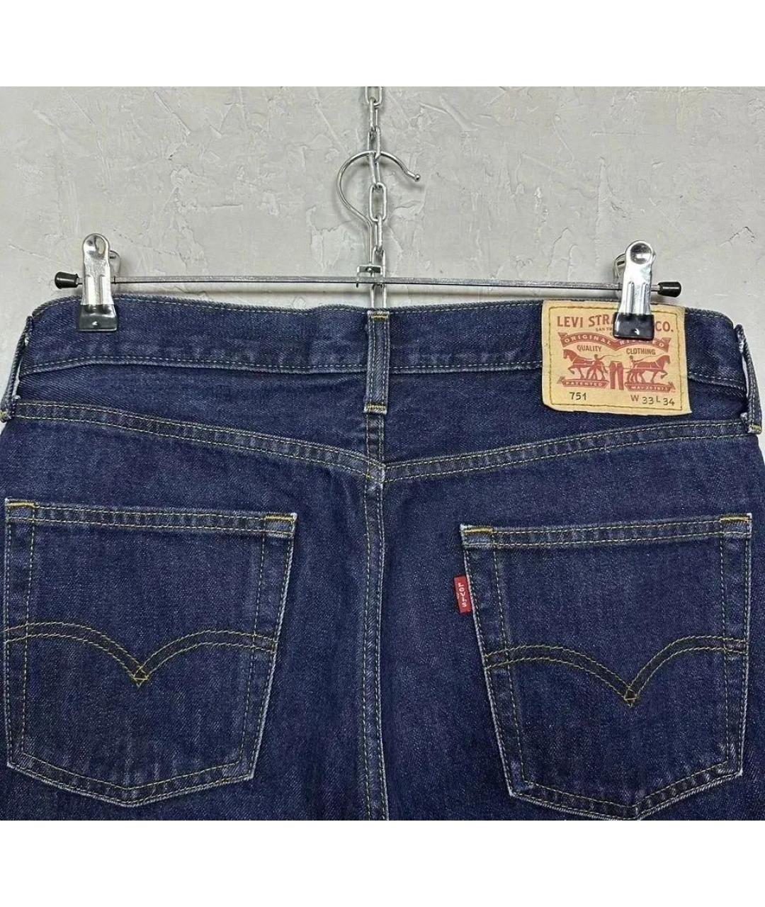 LEVI'S Темно-синие хлопковые прямые джинсы, фото 3