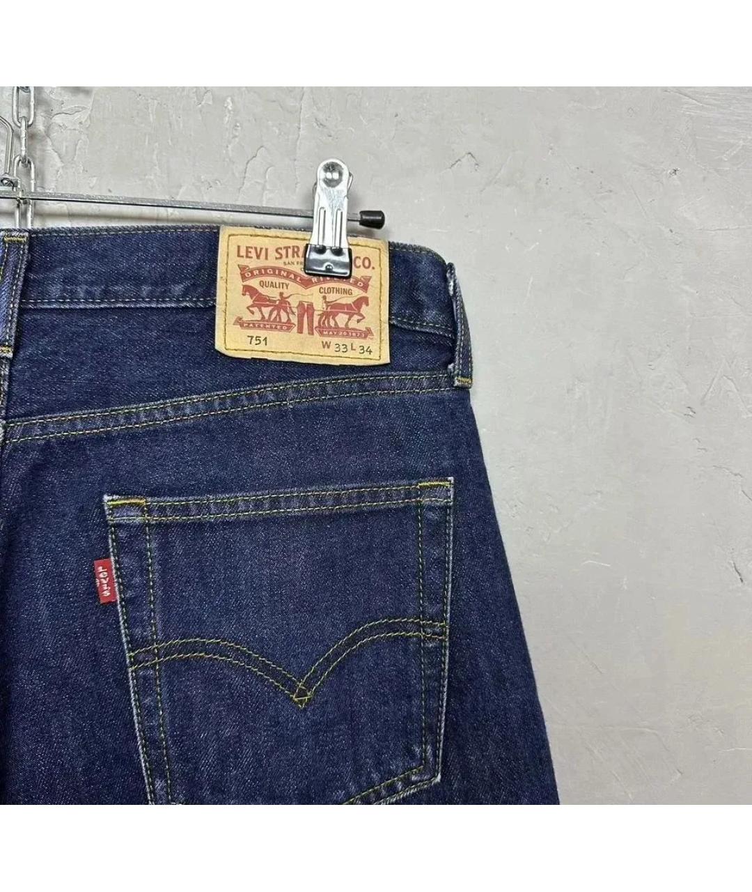LEVI'S Темно-синие хлопковые прямые джинсы, фото 4