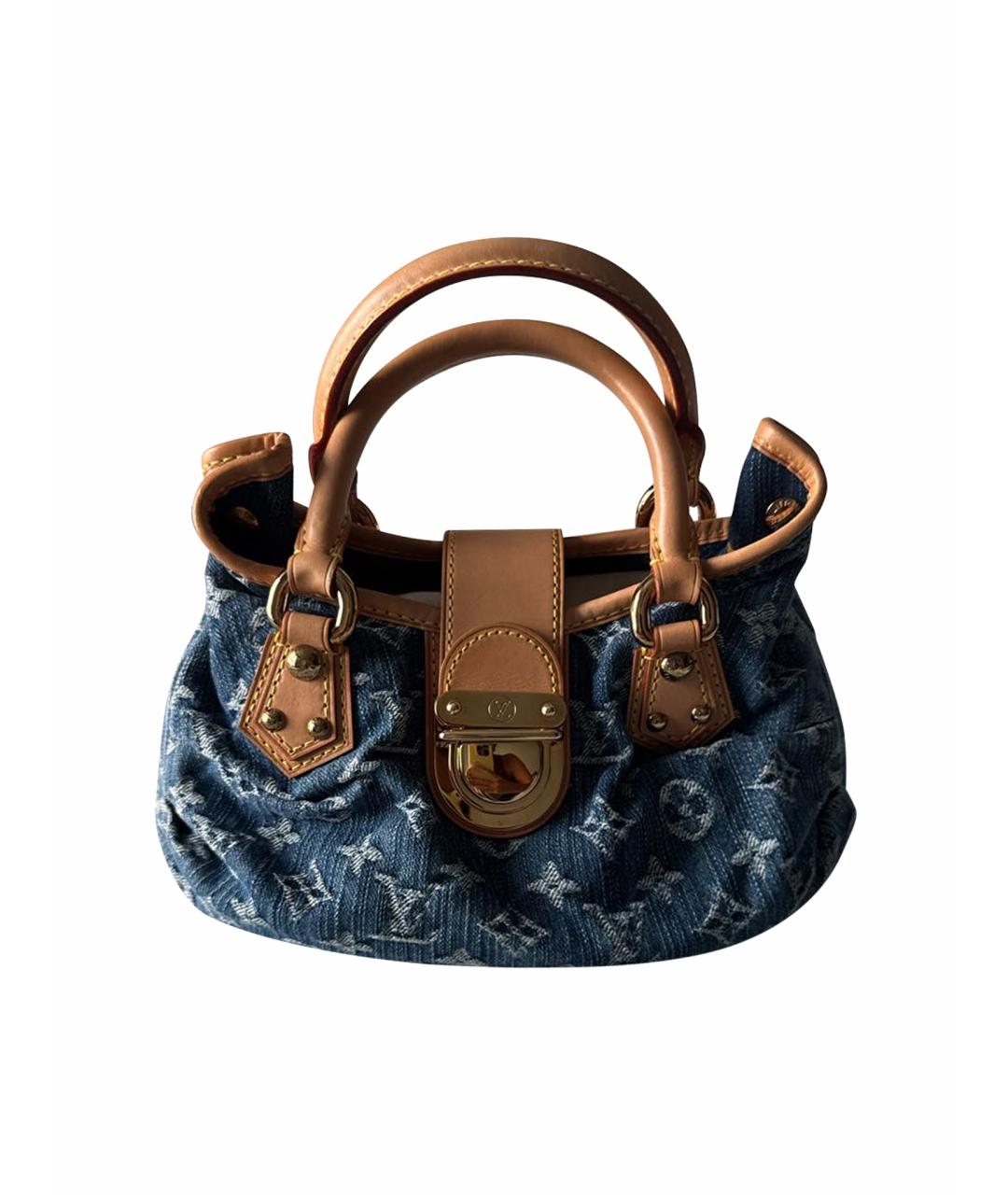 LOUIS VUITTON Голубая деним сумка с короткими ручками, фото 1