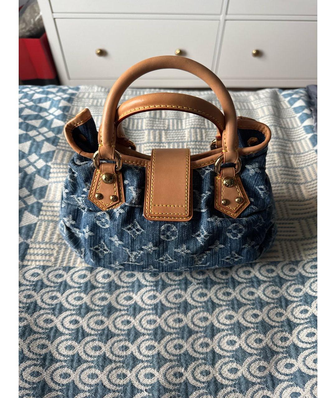 LOUIS VUITTON Голубая деним сумка с короткими ручками, фото 3