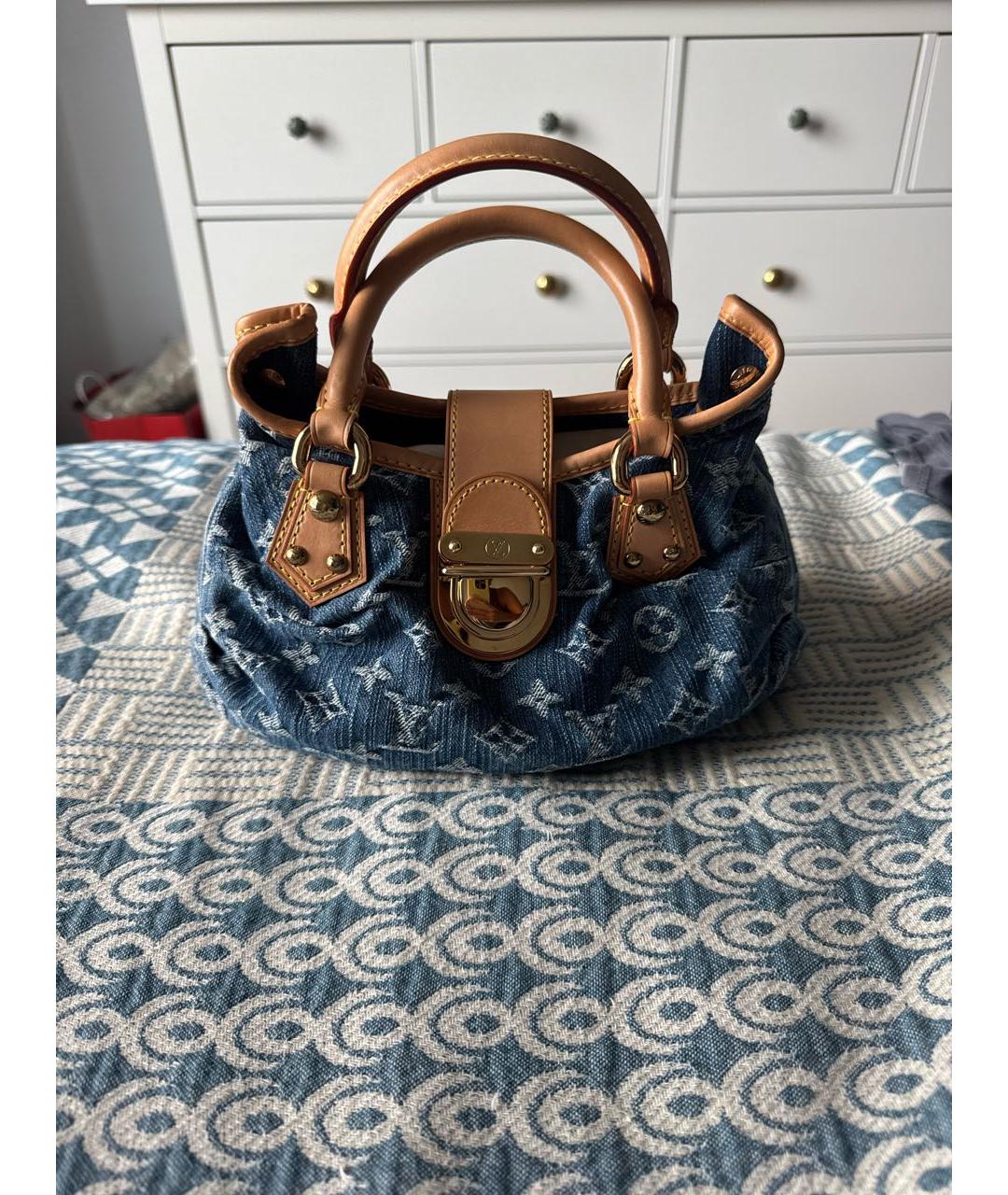 LOUIS VUITTON Голубая деним сумка с короткими ручками, фото 5