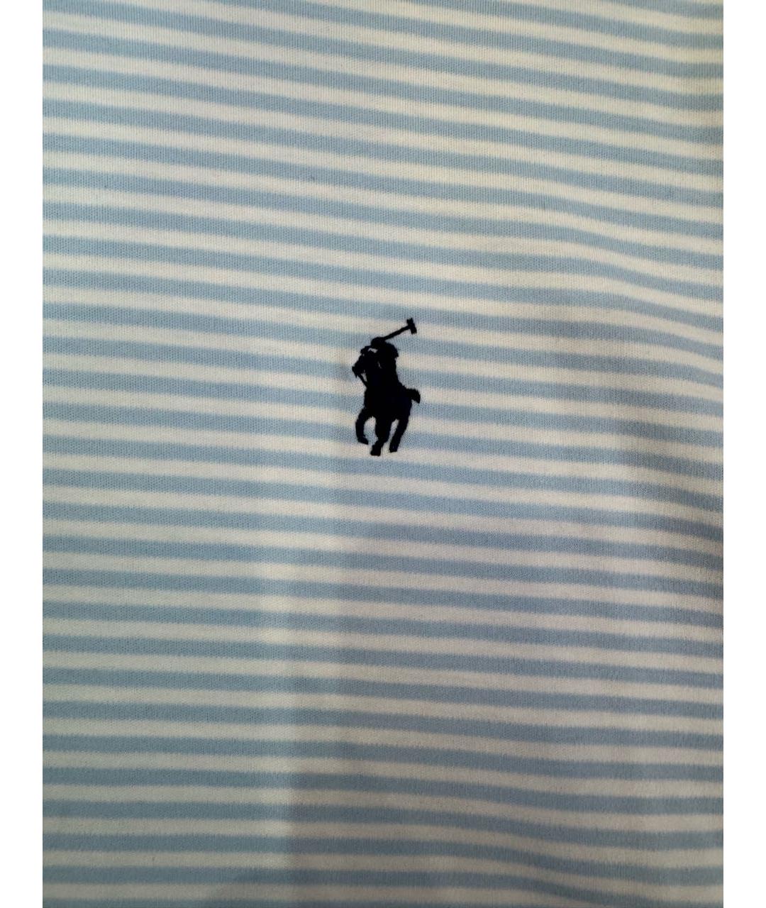 POLO RALPH LAUREN Голубое хлопковое поло с коротким рукавом, фото 8