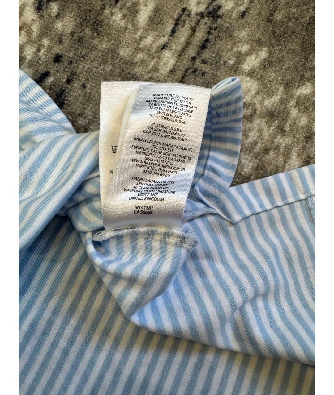 POLO RALPH LAUREN Голубое хлопковое поло с коротким рукавом, фото 3