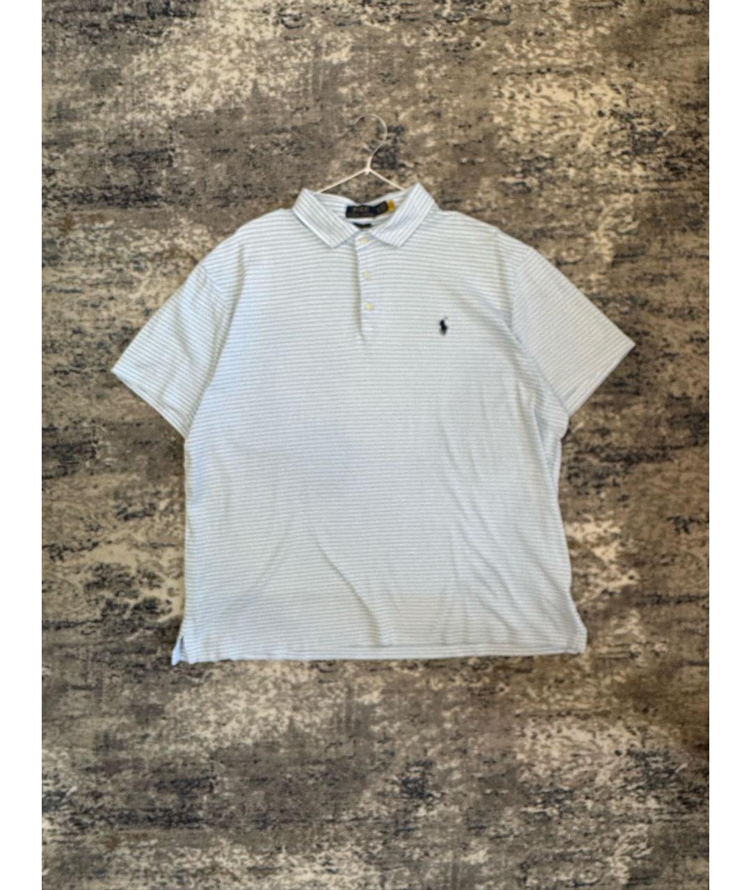 POLO RALPH LAUREN Голубое хлопковое поло с коротким рукавом, фото 5