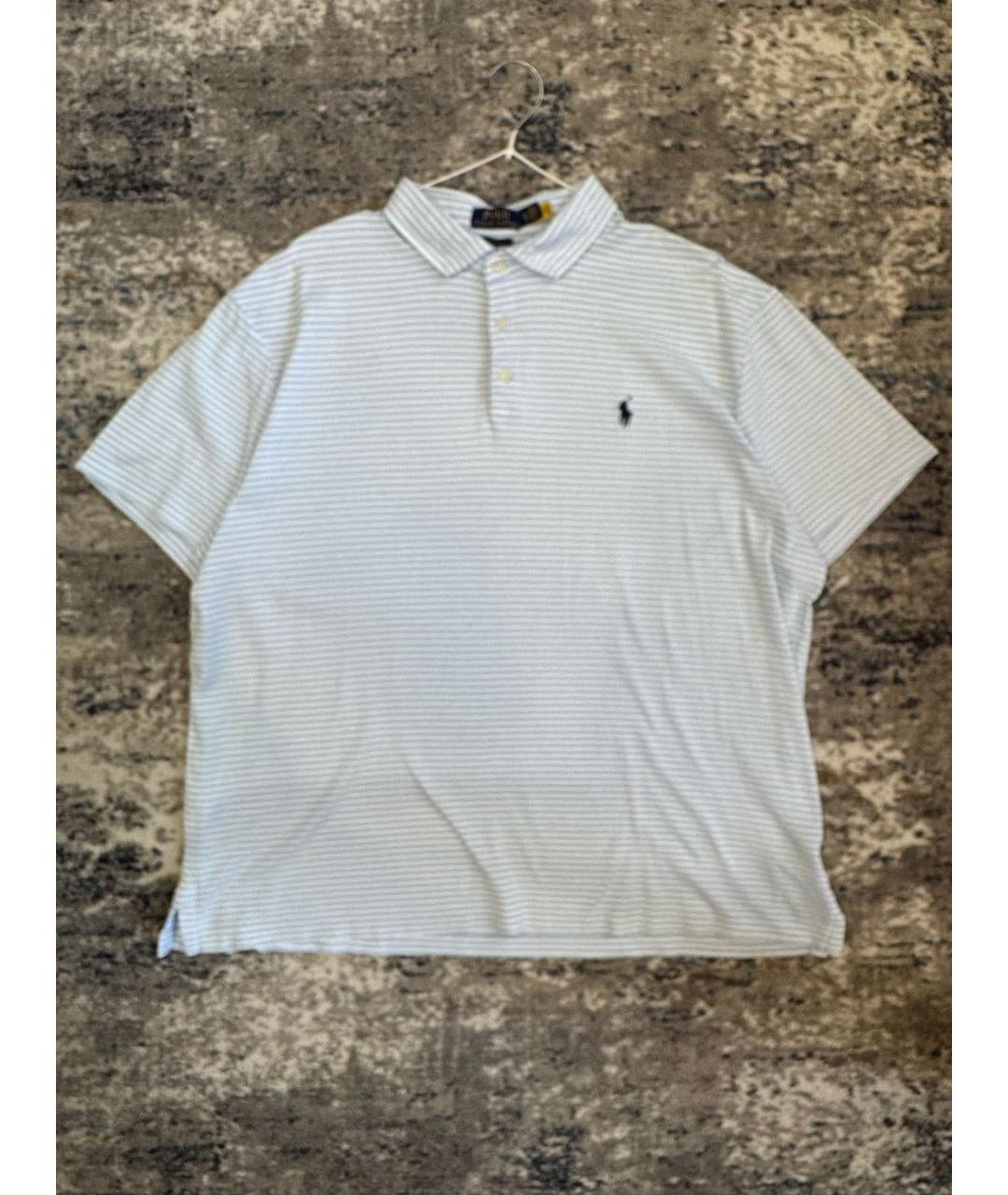 POLO RALPH LAUREN Голубое хлопковое поло с коротким рукавом, фото 6