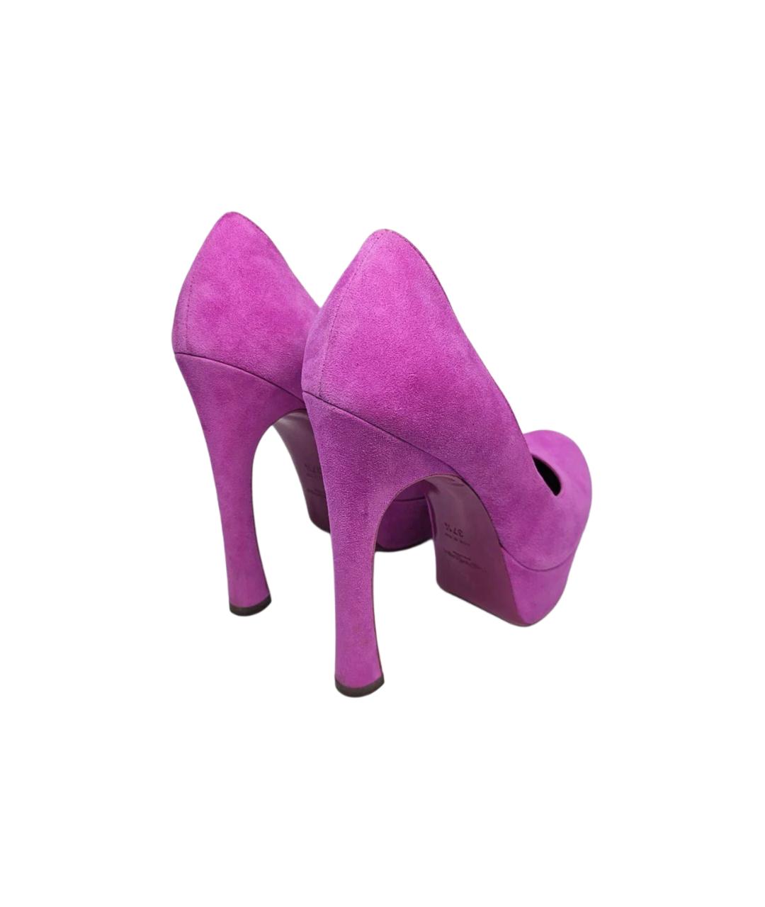 SAINT LAURENT Фиолетовые замшевые туфли, фото 6