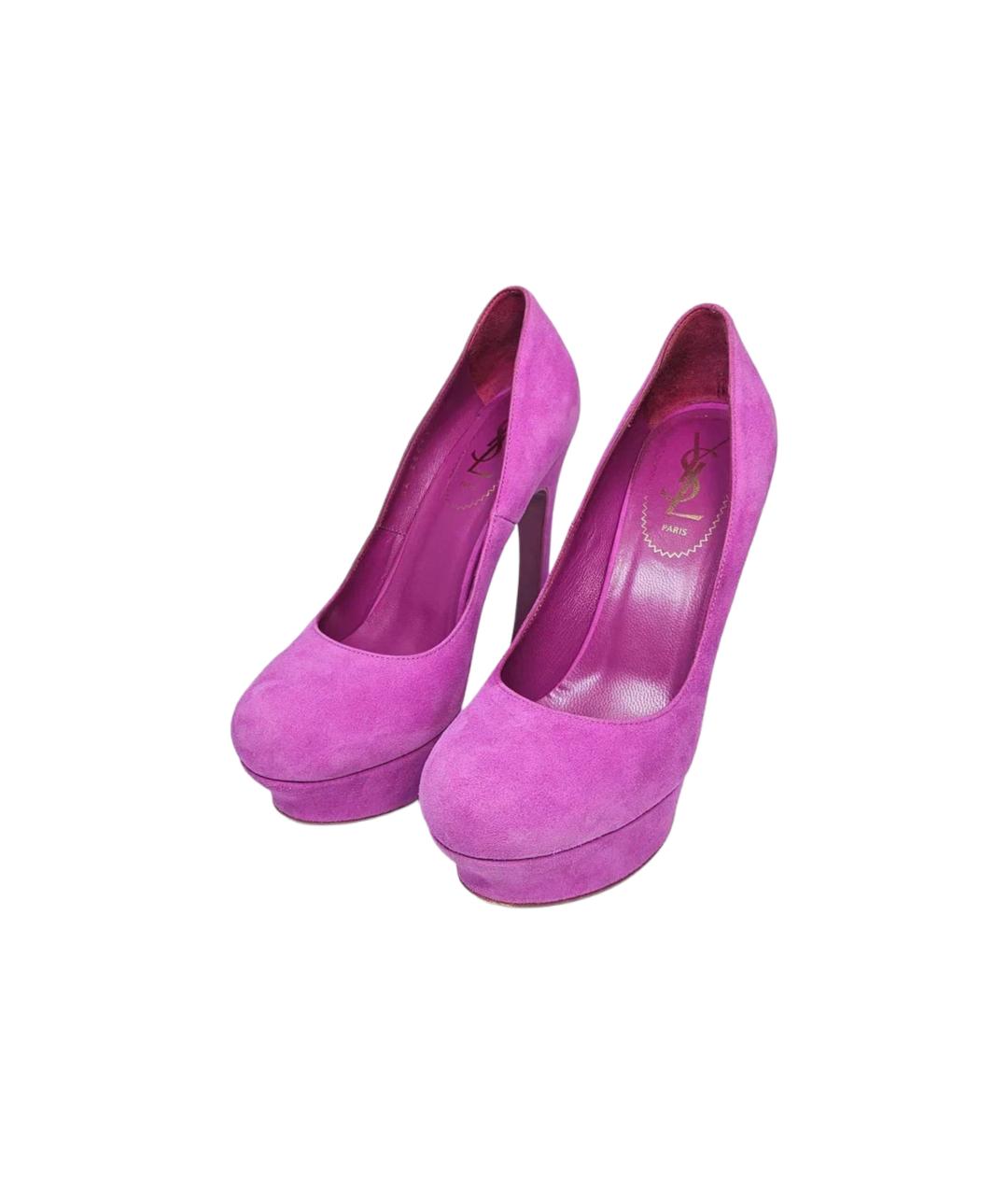 SAINT LAURENT Фиолетовые замшевые туфли, фото 3