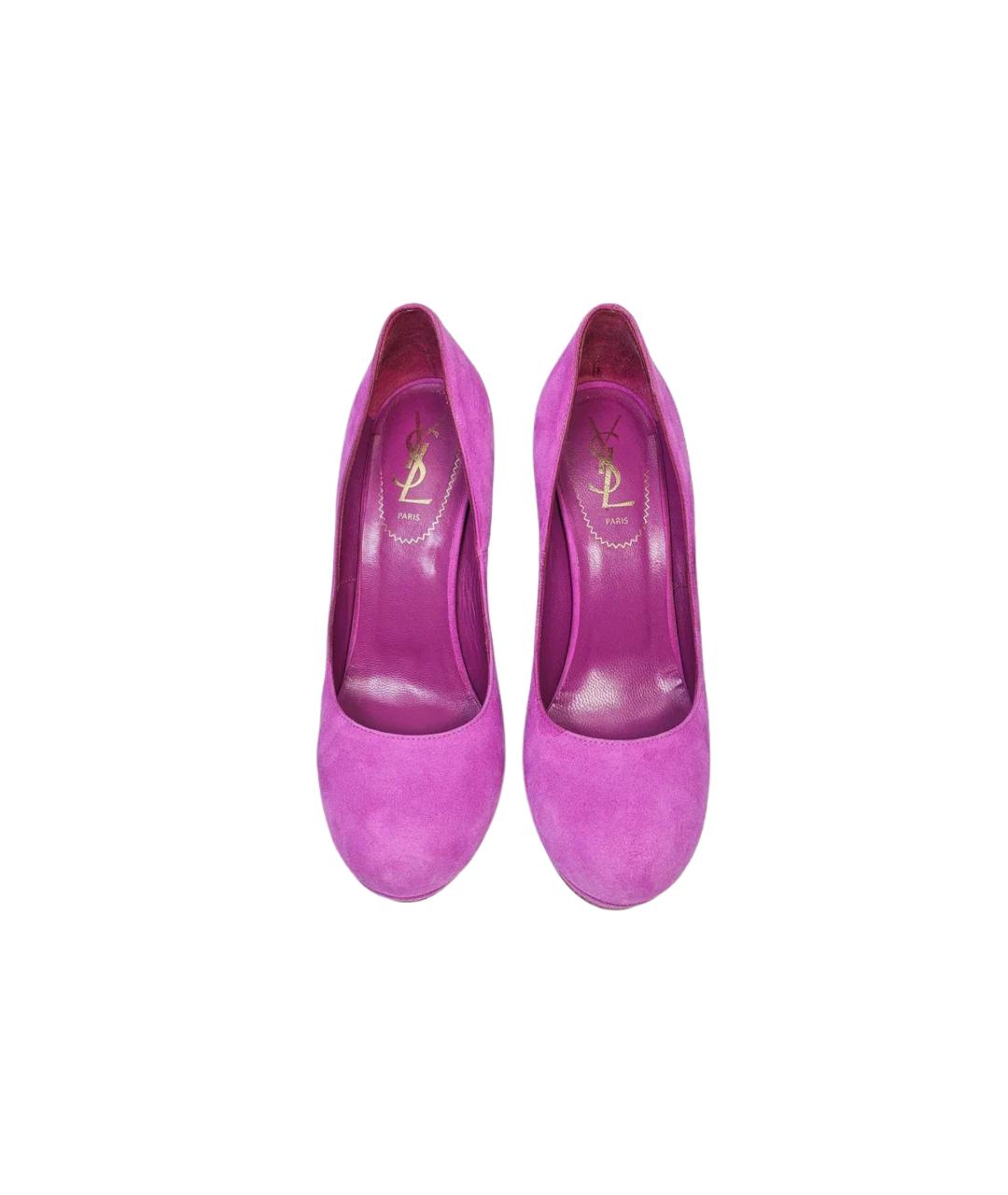 SAINT LAURENT Фиолетовые замшевые туфли, фото 2