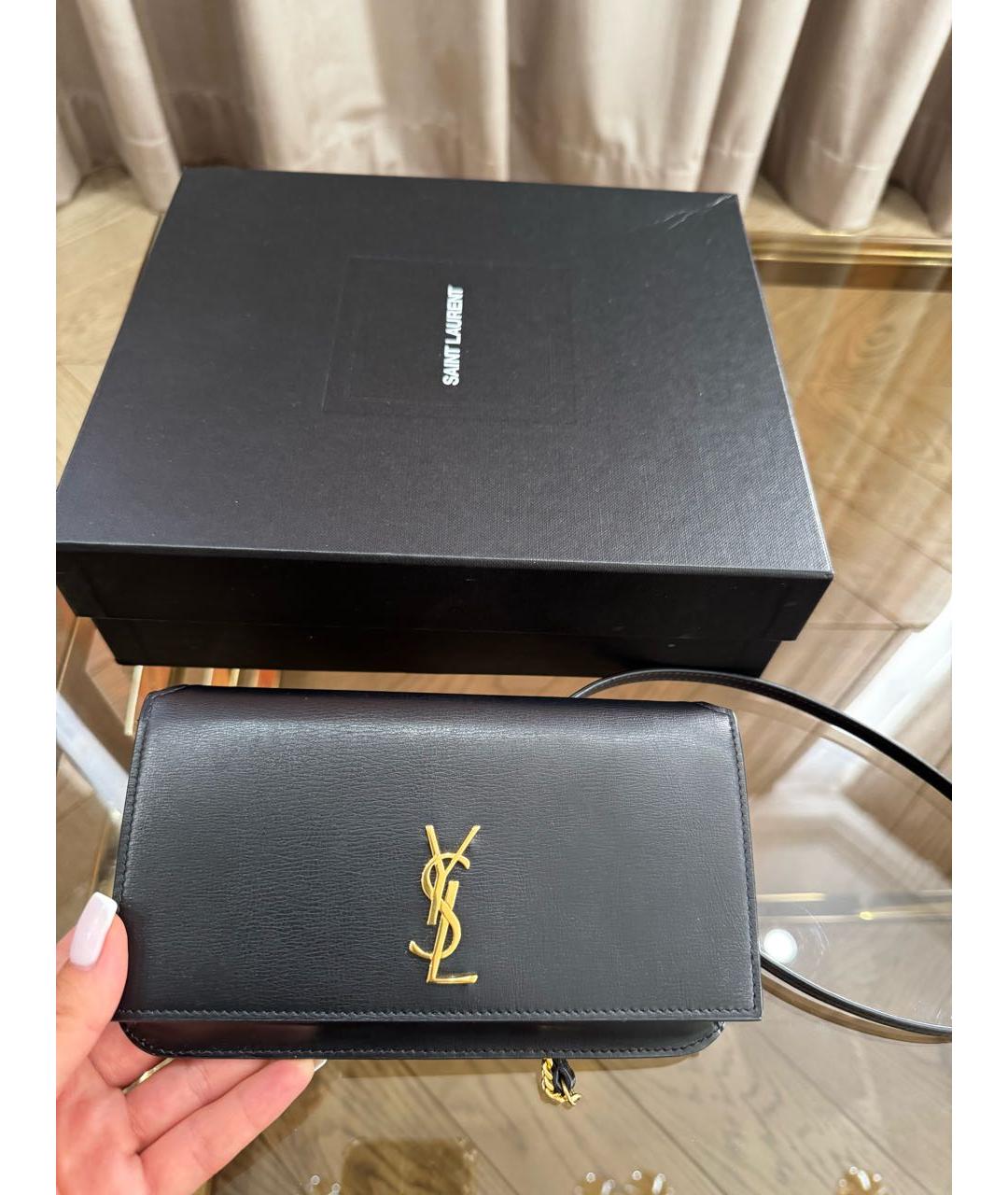 SAINT LAURENT Черная кожаная сумка через плечо, фото 4