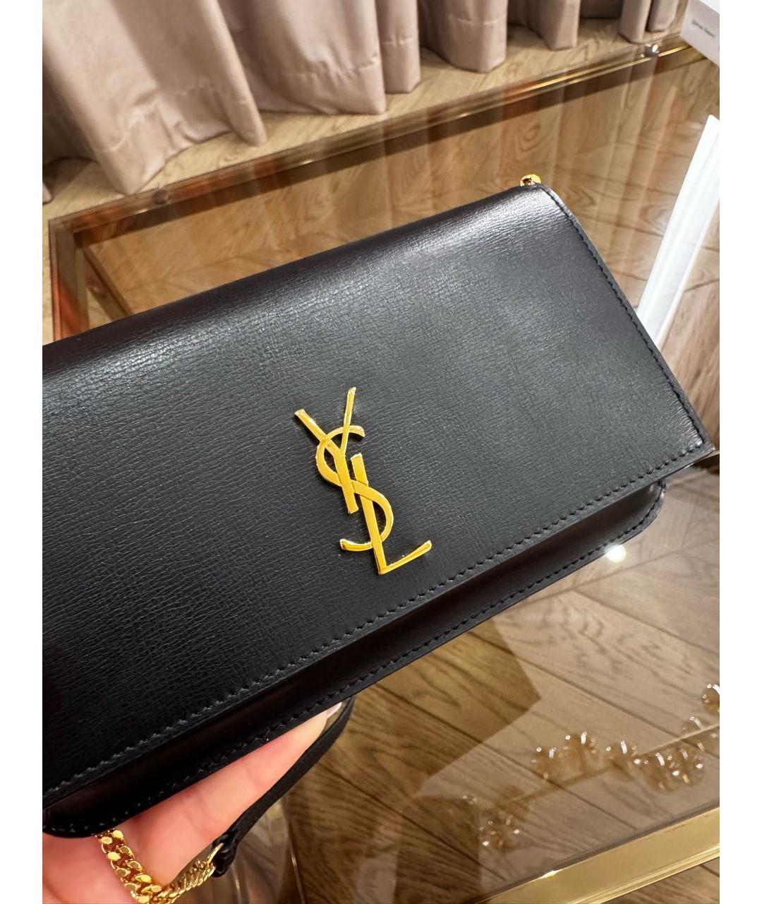SAINT LAURENT Черная кожаная сумка через плечо, фото 2