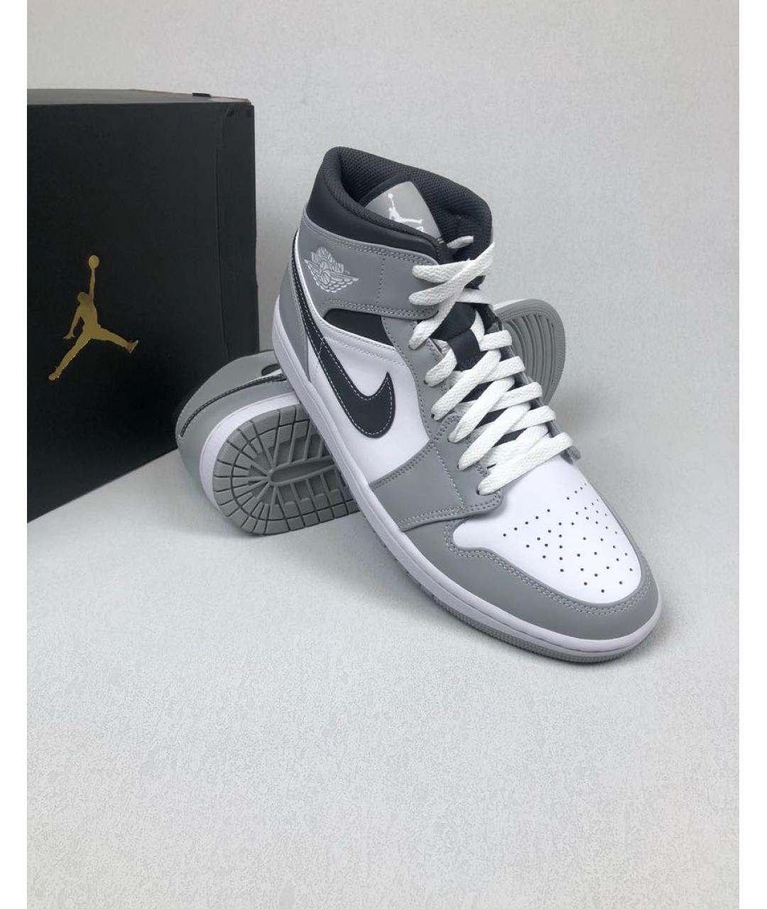 JORDAN Серые кожаные кеды, фото 6