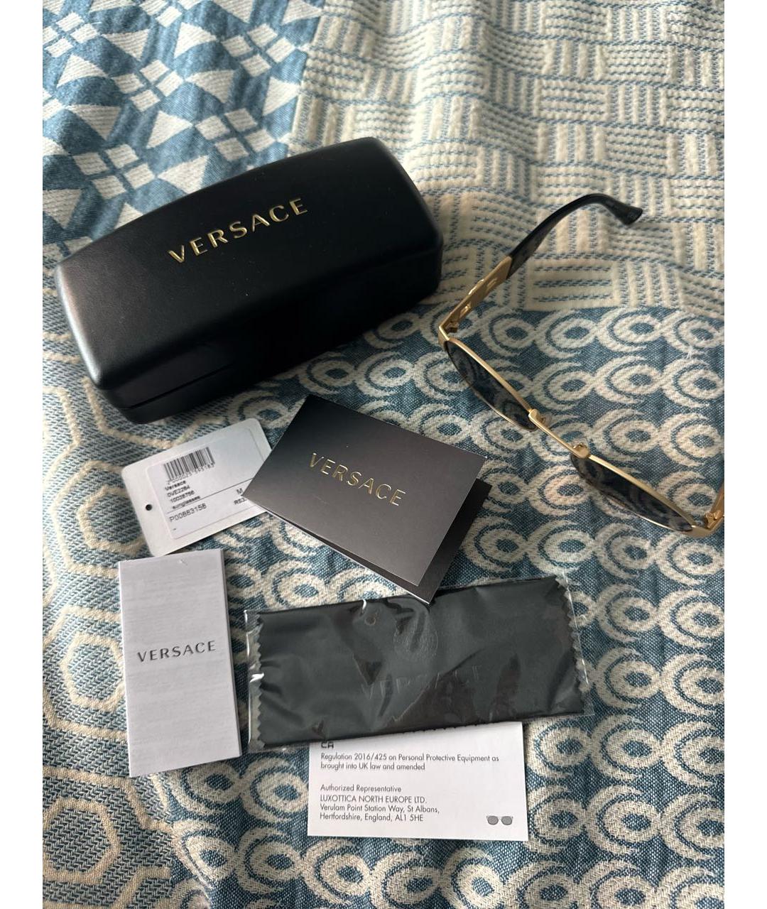 VERSACE Золотые металлические солнцезащитные очки, фото 4