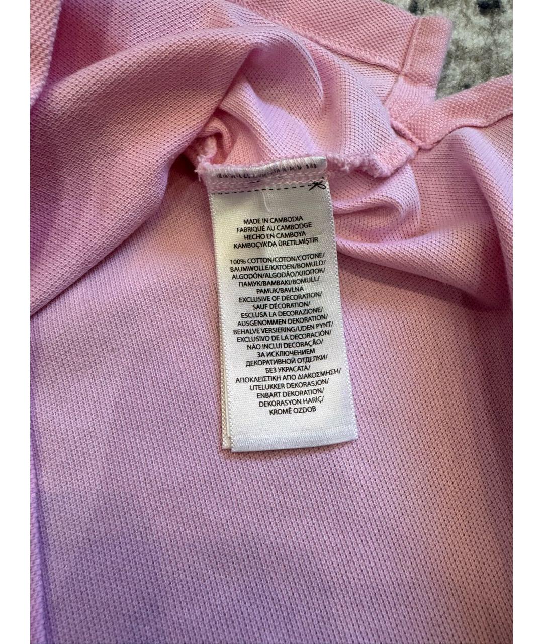 POLO RALPH LAUREN Розовое хлопковое поло с коротким рукавом, фото 4