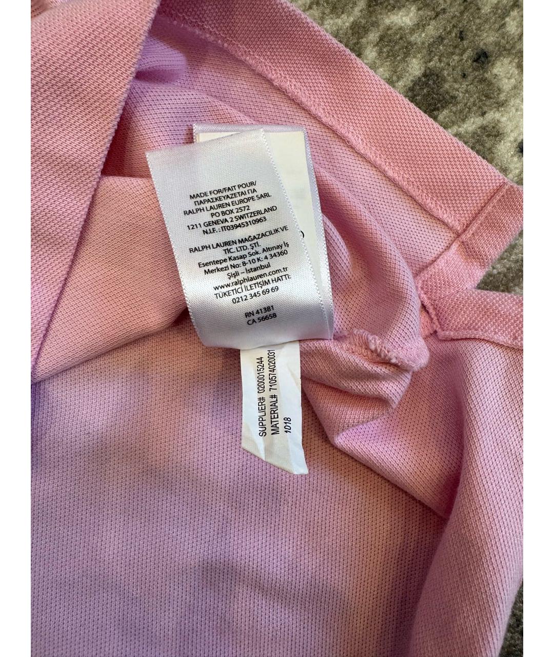 POLO RALPH LAUREN Розовое хлопковое поло с коротким рукавом, фото 5
