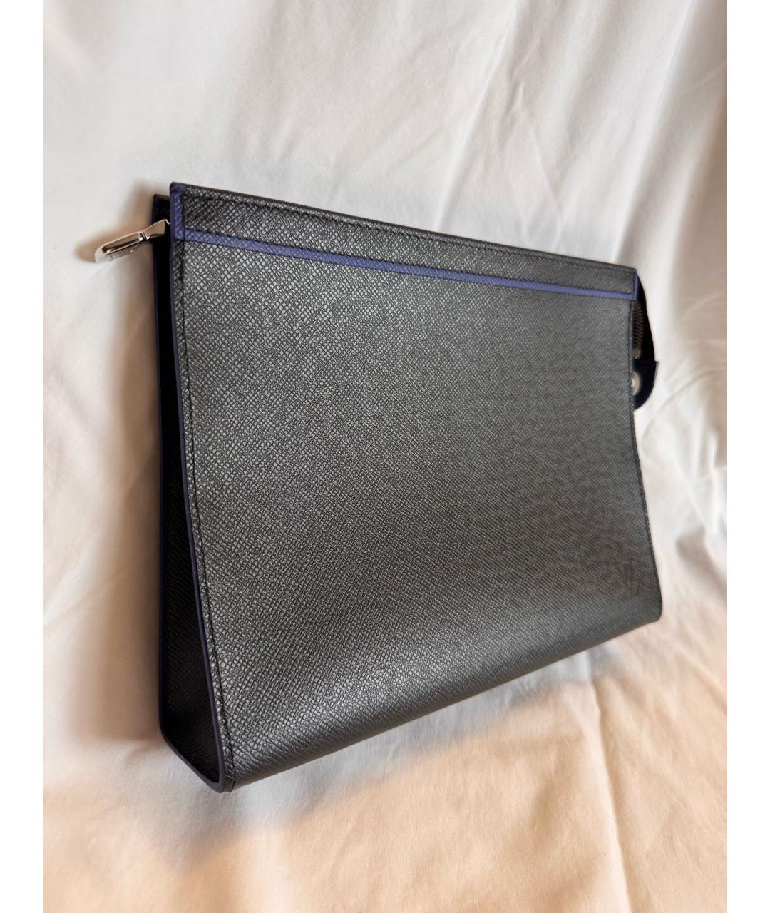 LOUIS VUITTON Черная кожаная папка для документов, фото 2
