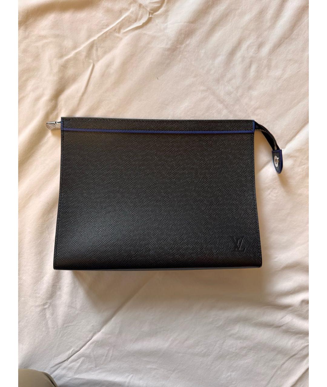 LOUIS VUITTON Черная кожаная папка для документов, фото 5