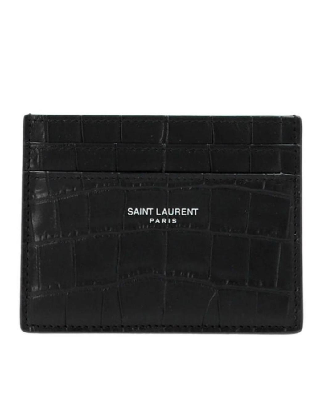 SAINT LAURENT Черный кожаный кардхолдер, фото 1