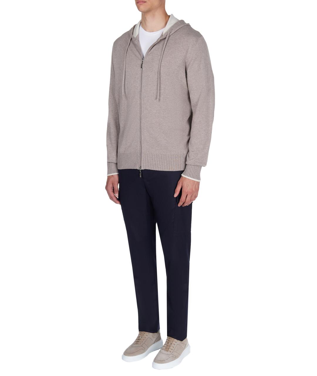 BRUNELLO CUCINELLI Темно-синие шерстяные повседневные брюки, фото 3
