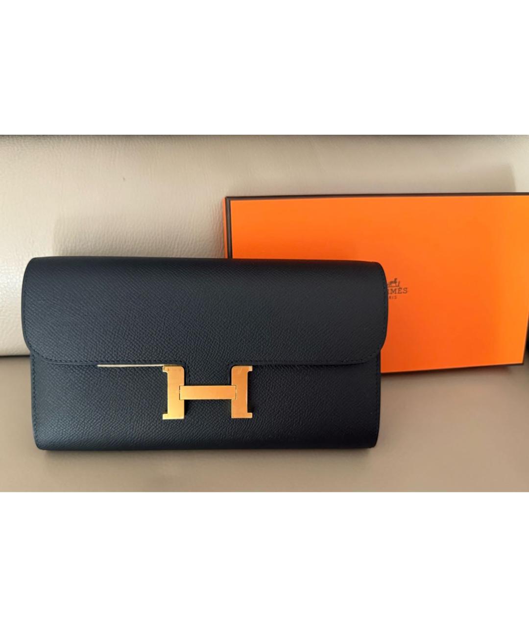 HERMES Черный кожаный кошелек, фото 7
