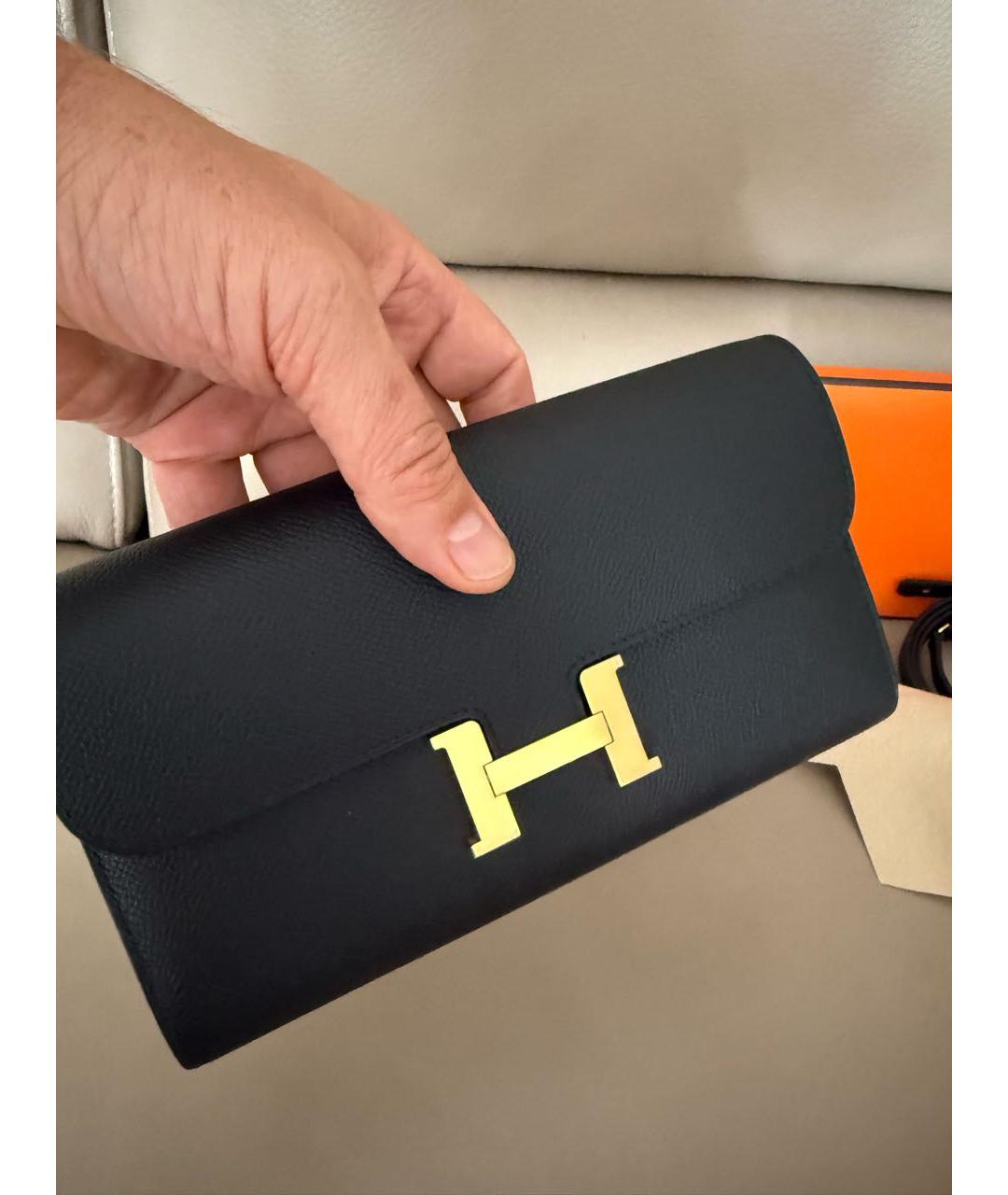 HERMES Черный кожаный кошелек, фото 5