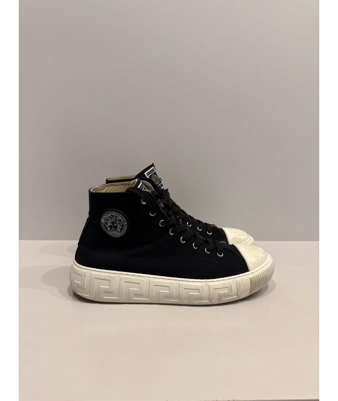 VERSACE Черные текстильные высокие кроссовки / кеды, фото 2