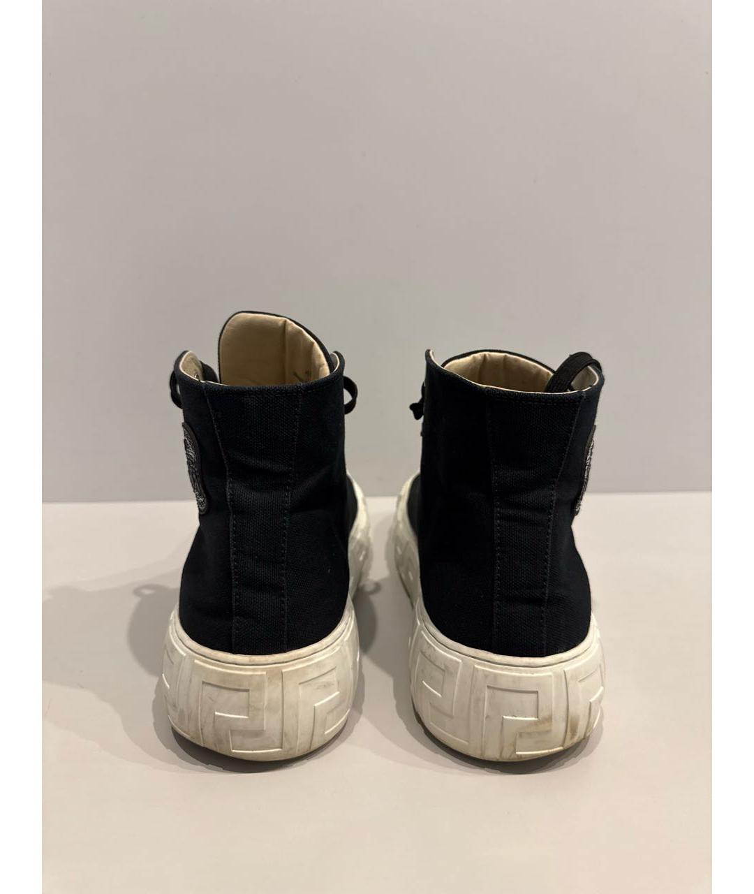 VERSACE Черные текстильные высокие кроссовки / кеды, фото 5
