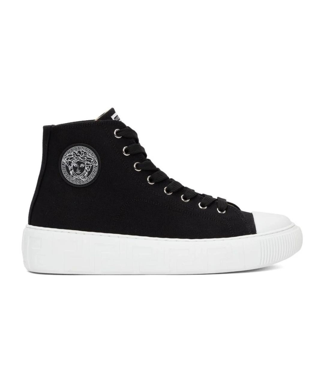 VERSACE Черные текстильные высокие кроссовки / кеды, фото 1