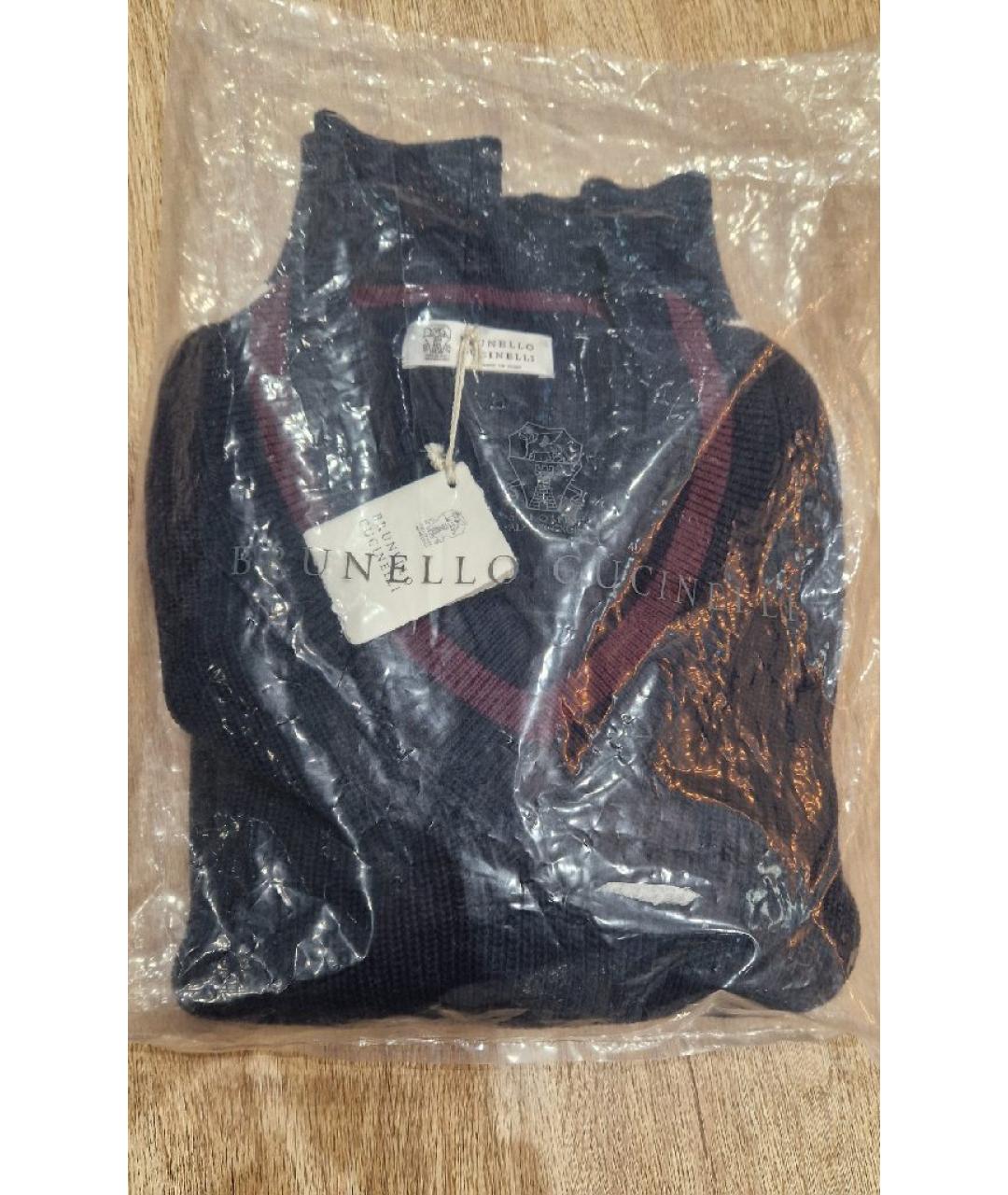 BRUNELLO CUCINELLI Темно-синий хлопковый джемпер / свитер, фото 8