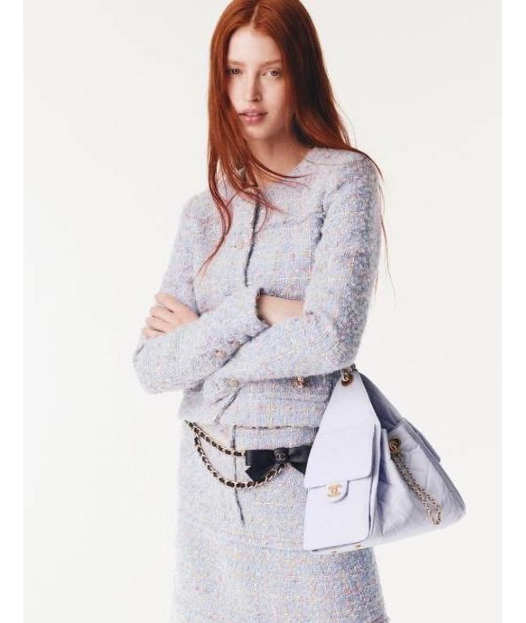 CHANEL Фиолетовый твидовый жакет/пиджак, фото 2