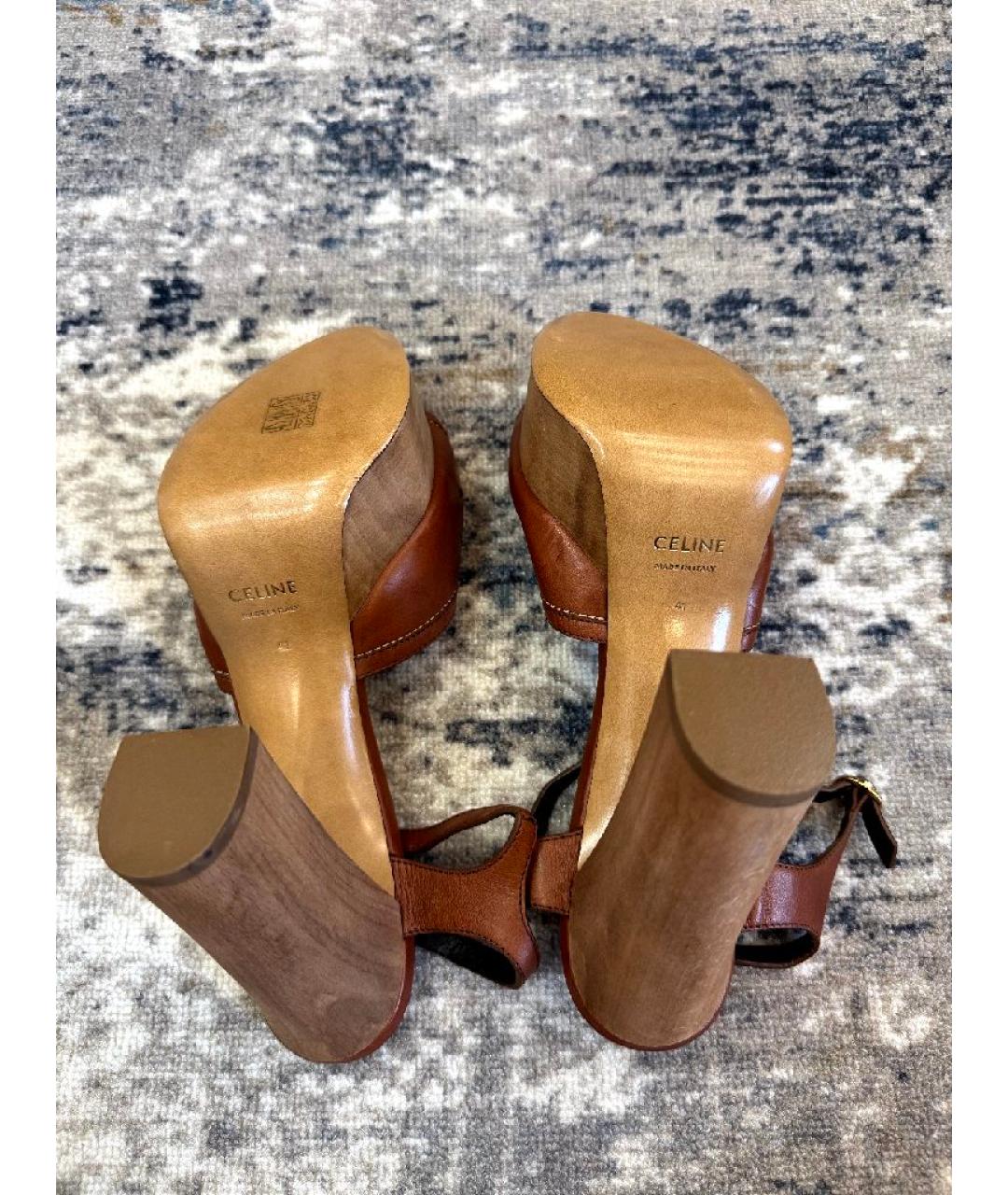 CELINE Коричневые кожаные босоножки, фото 5
