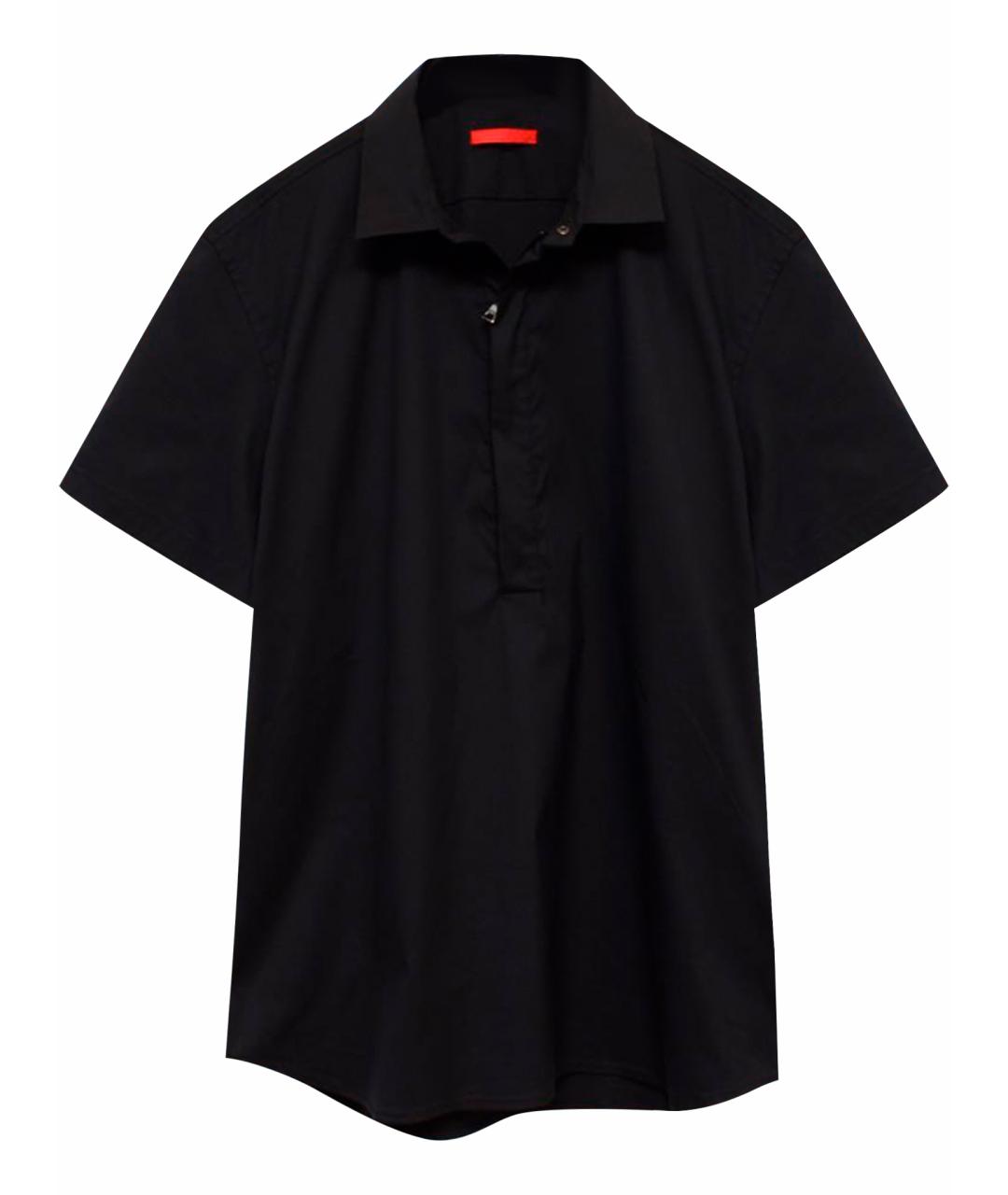 PRADA Черное хлопко-эластановое поло с коротким рукавом, фото 1