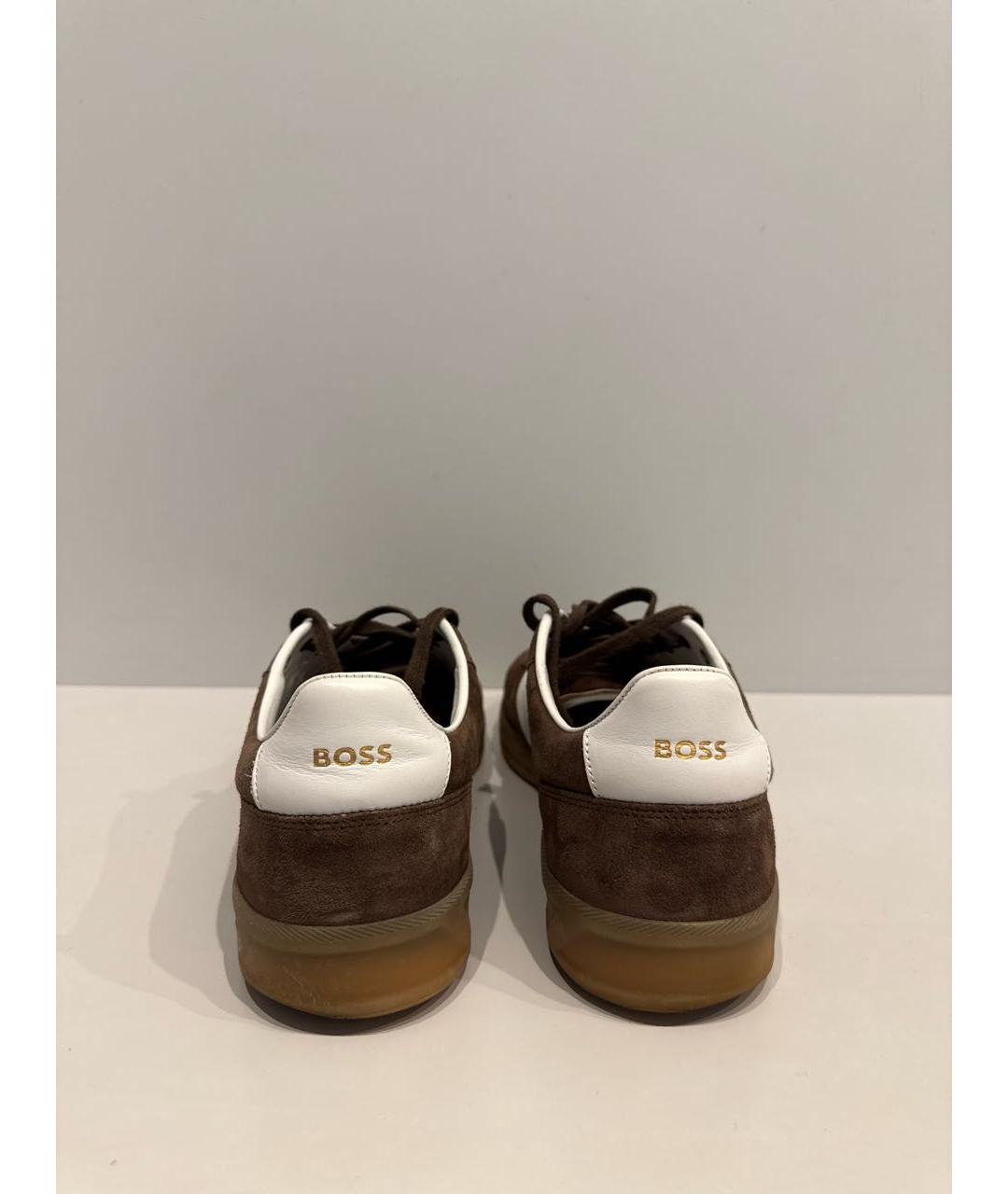 HUGO BOSS Коричневые замшевые низкие кроссовки / кеды, фото 4
