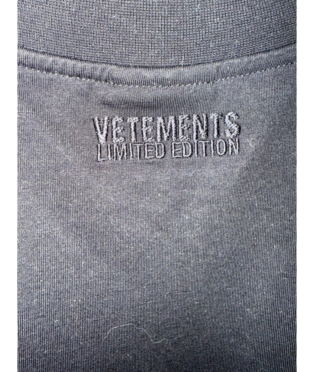 VETEMENTS Черная хлопковая футболка, фото 3
