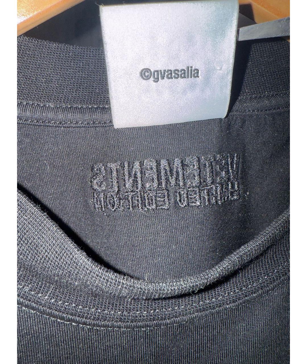 VETEMENTS Черная хлопковая футболка, фото 5