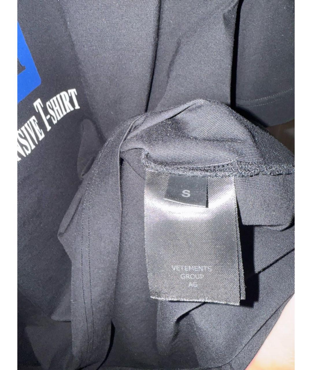 VETEMENTS Черная хлопковая футболка, фото 6