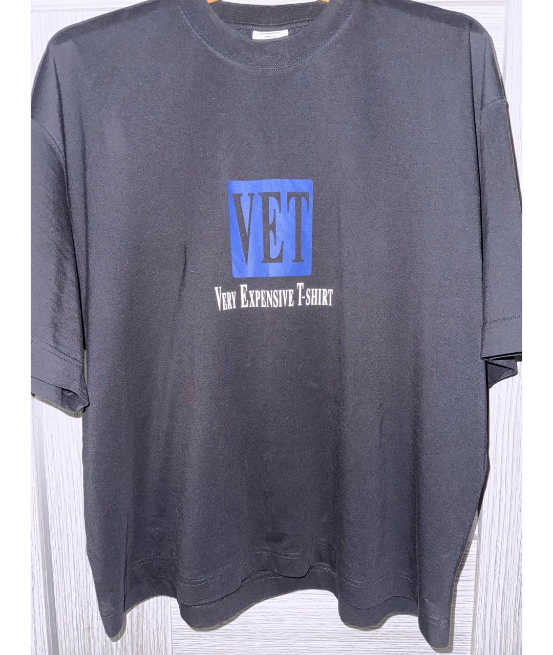 VETEMENTS Черная хлопковая футболка, фото 2