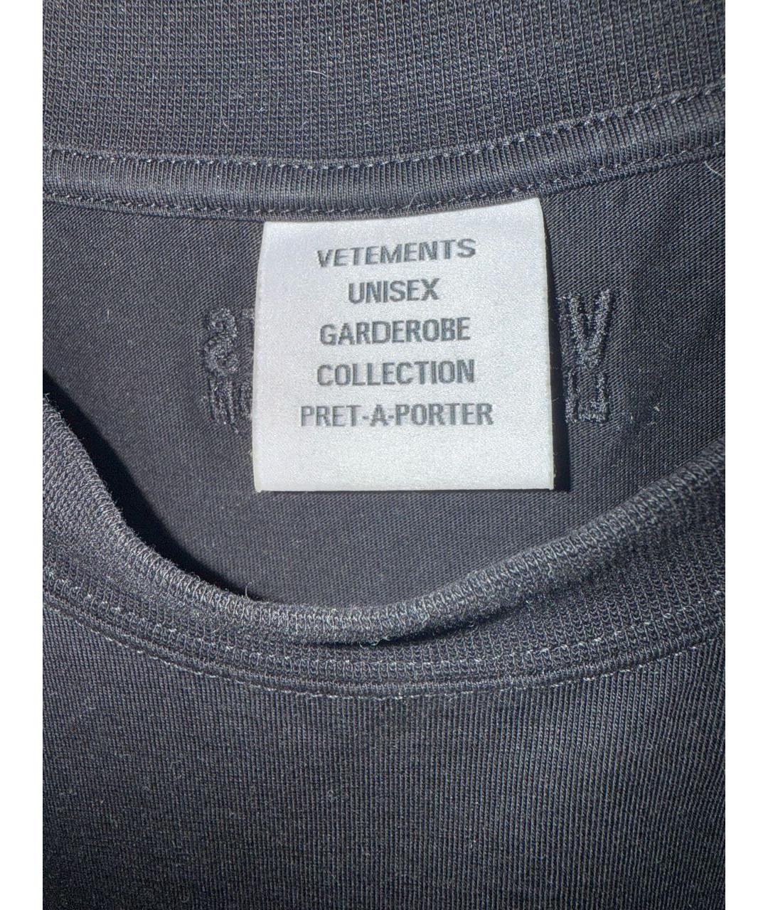 VETEMENTS Черная хлопковая футболка, фото 4