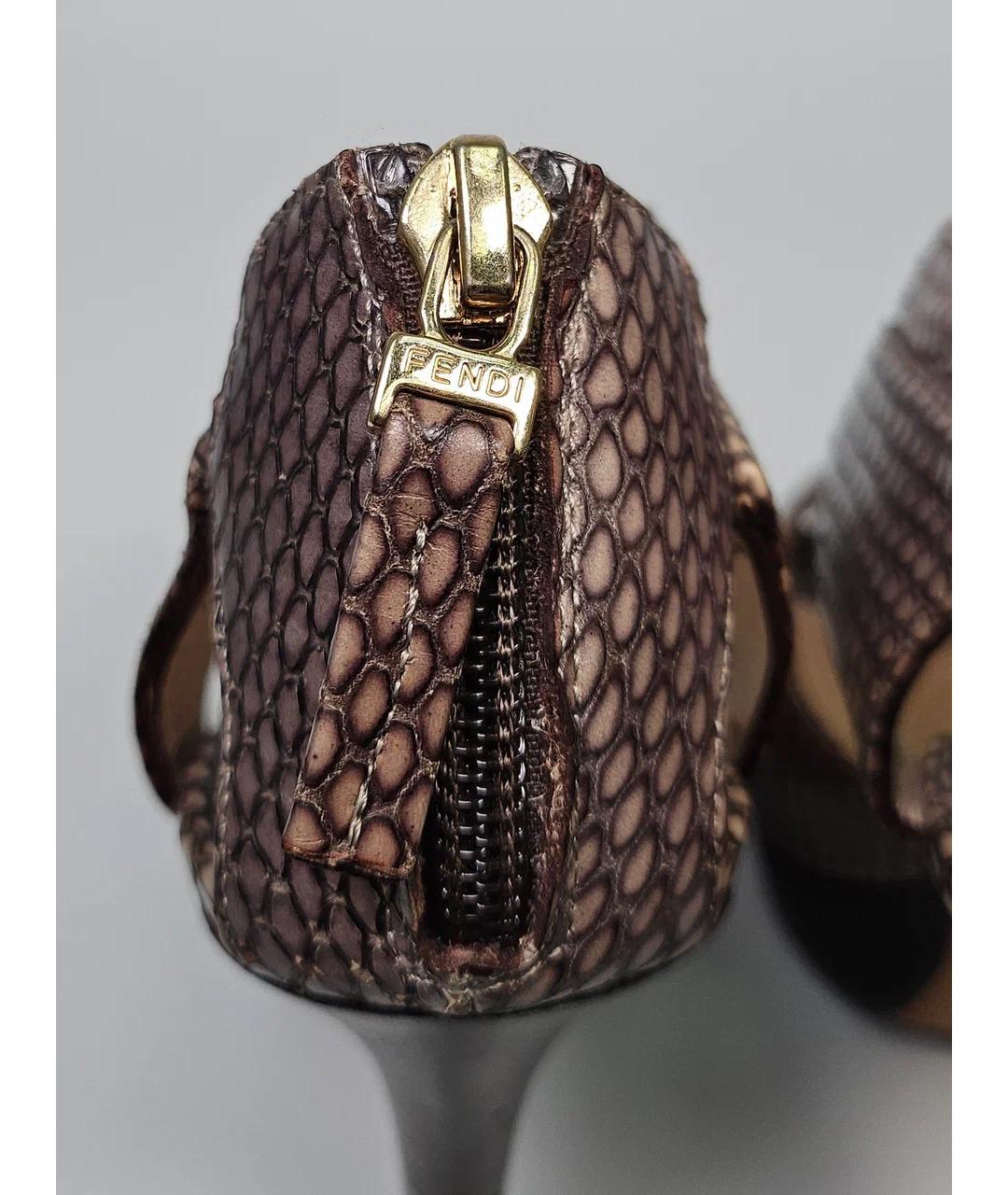 FENDI Коричневые кожаные босоножки, фото 7