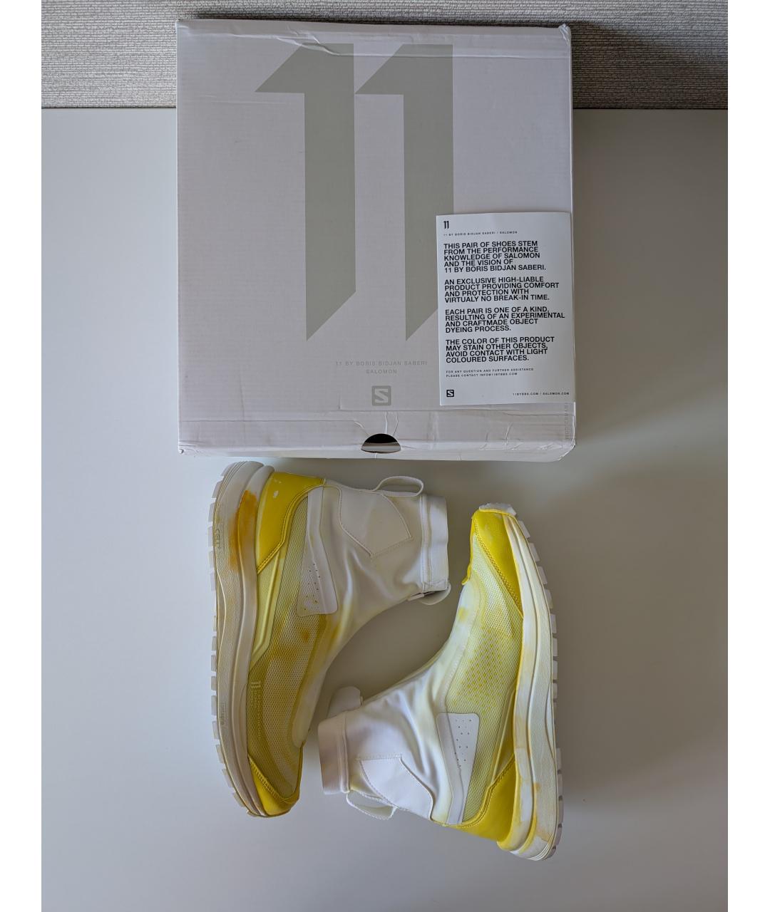 11 BY BORIS BIDJAN SABERI Желтые синтетические высокие кроссовки / кеды, фото 9