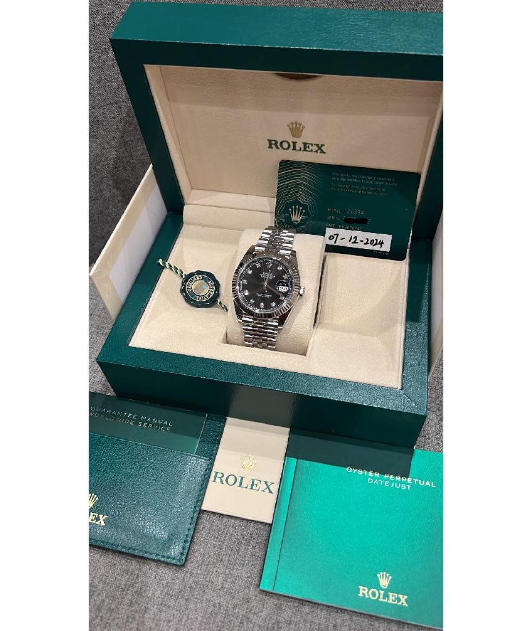 ROLEX Черные часы из белого золота, фото 2