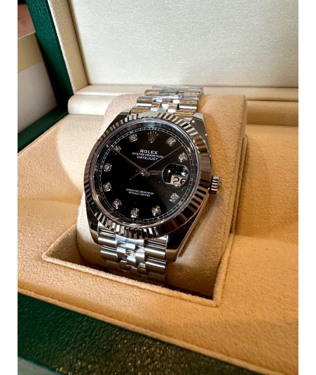 ROLEX Черные часы из белого золота, фото 3